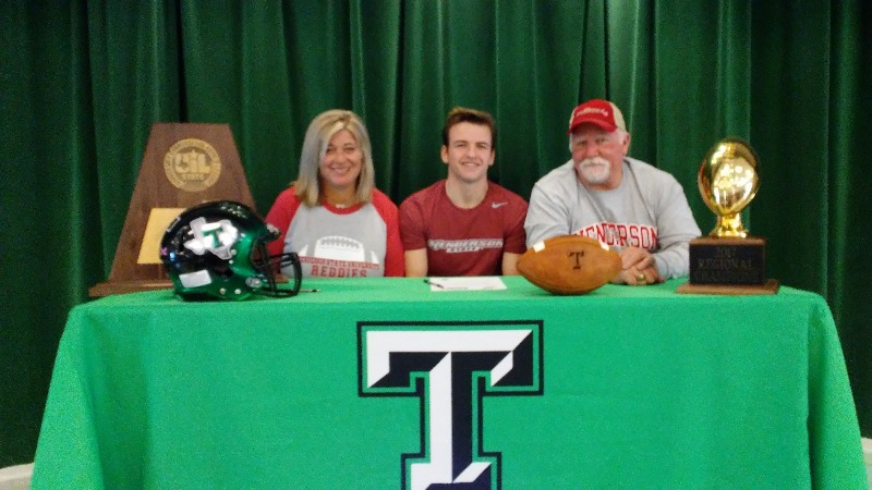 Cade Kimbrell for signing a national letter of intent to play football with Henderson State University.